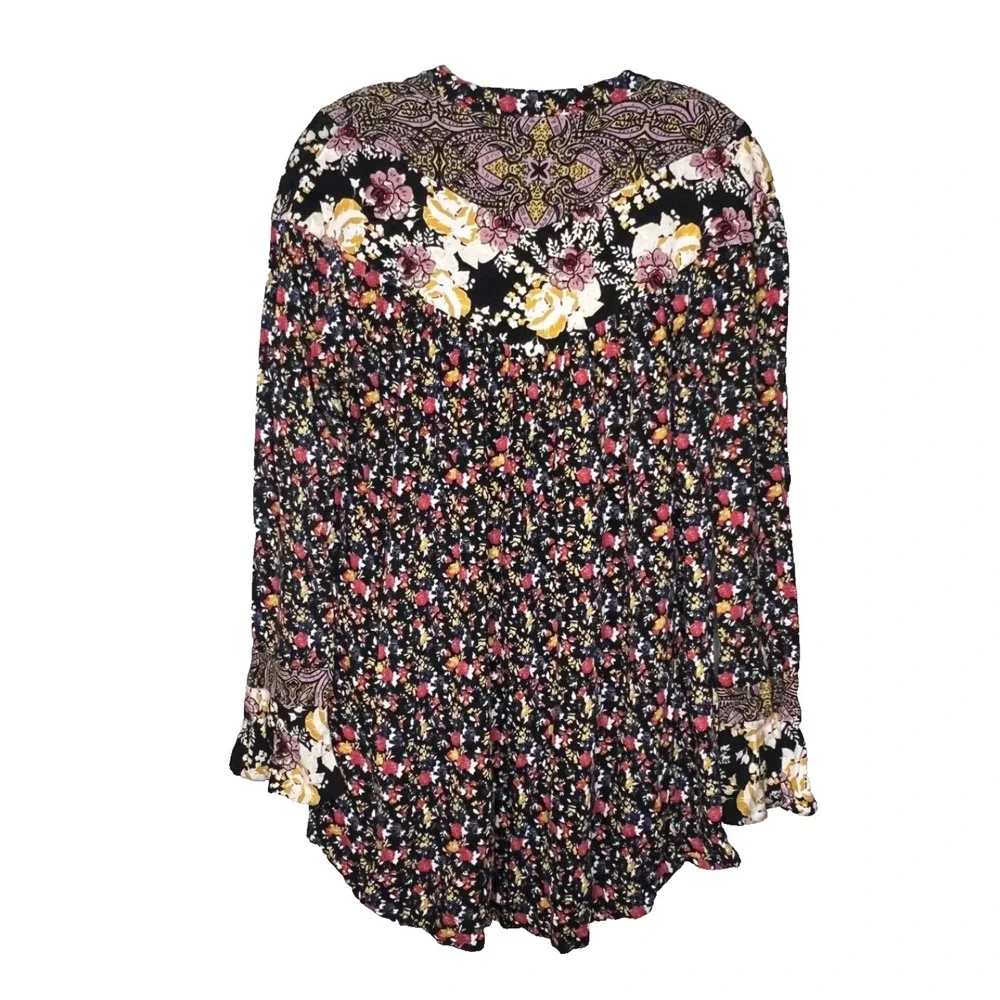 Free People Wildflower Fields Floral Tunic Blouse Womens Medium Boho